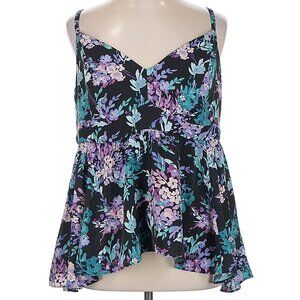 torrid Purple & Blue Floral Vneck Peplum High Low Tank Top boho
